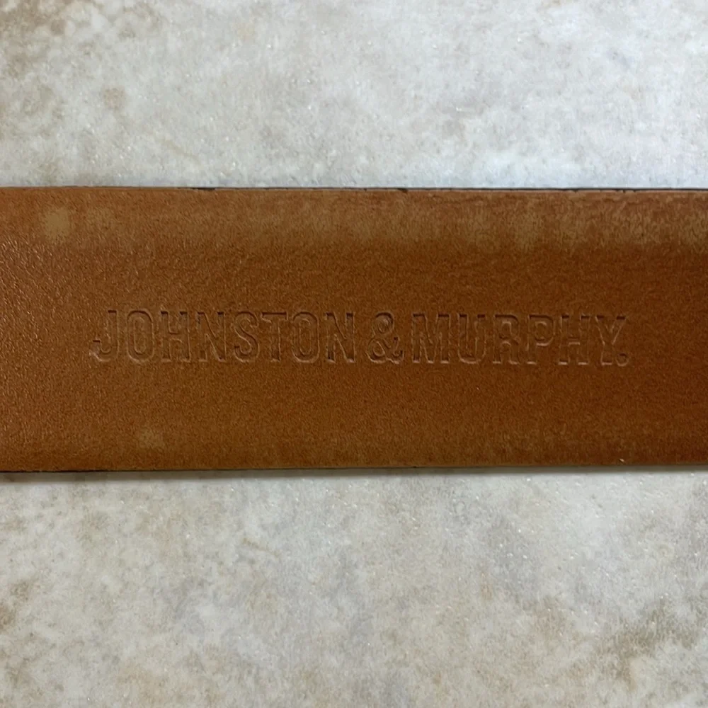 Johnston & Murphy Dress Belt Silver Tone Buckle Made in USA Black Size 38